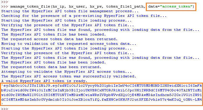 Figure 17 - Results from manage_token_file() Function - access_token Returned