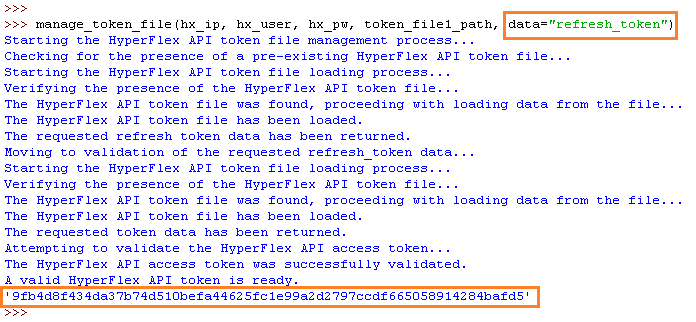 Figure 18 - Results from manage_token_file() Function - refresh_token Returned