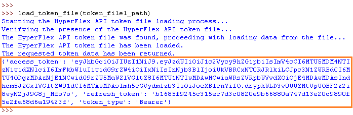 Figure 28 - Results from load_token_file() Function - Return Highlighted