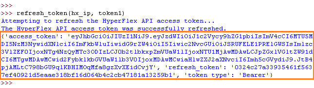 Figure 6 - Results from refresh_token() Function - Return Highlighted