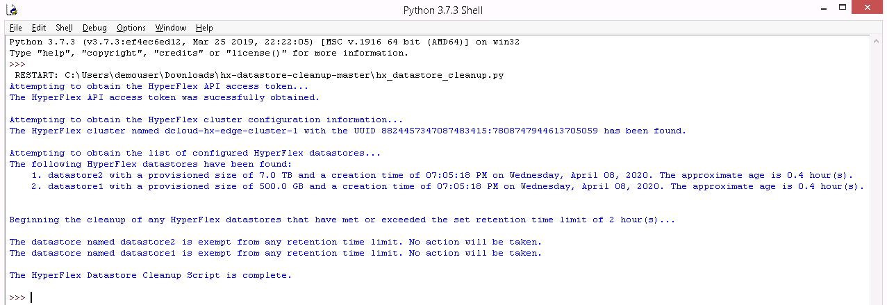Initial Datastore Cleanup Run