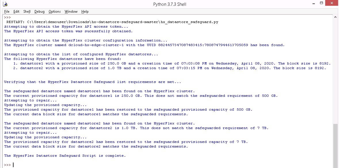 Safeguarded Datastores Added, Settings Mismatch
